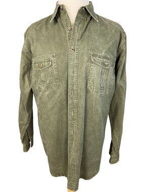Salmon River Traders Button Up Twill Fishing Shirt Size LT